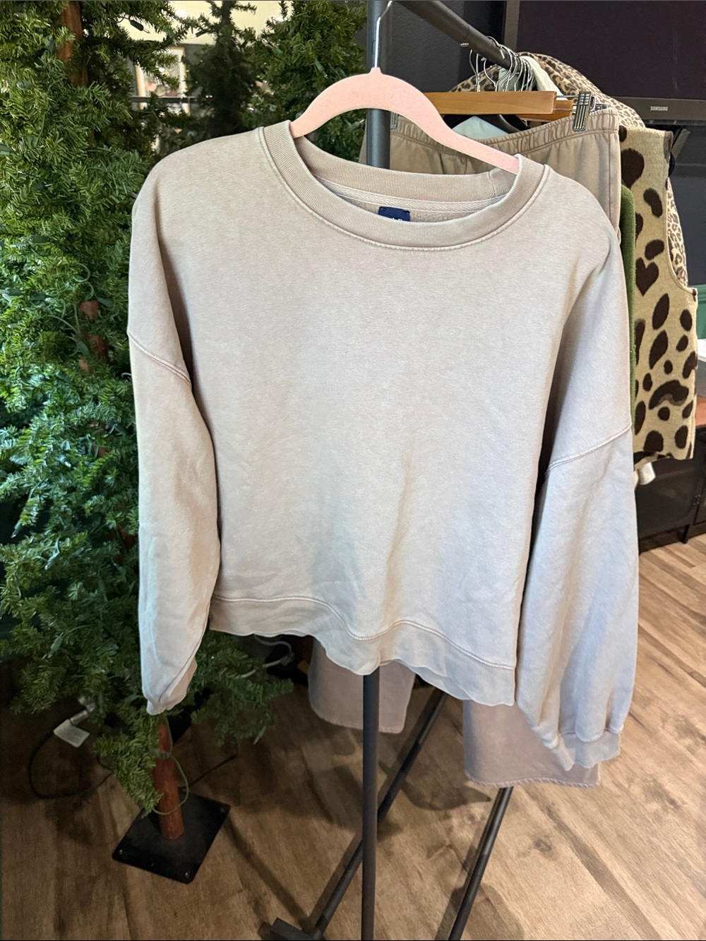 GAP Women's Crewneck Sweatshirt in Light Taupe